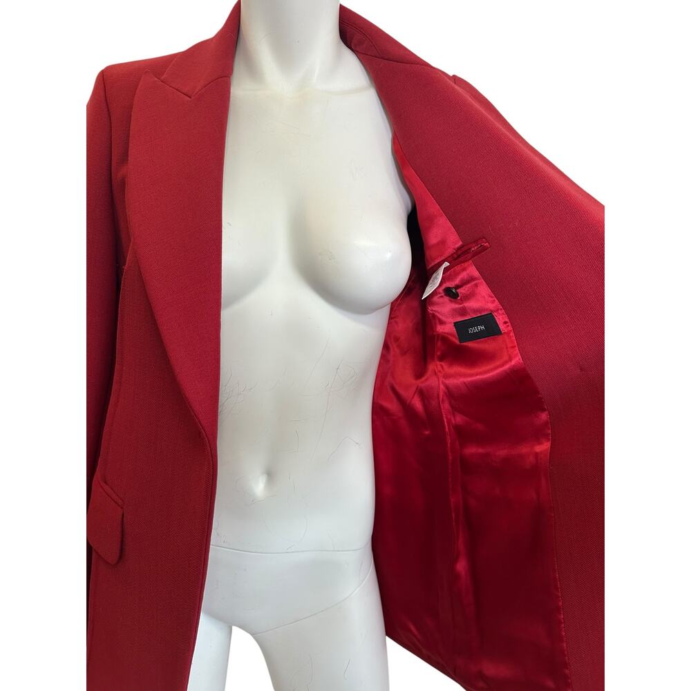 JOSEPH London Red Tailored Wool Blazer Coat Womens Sz 38=6 Designer Jacket NWOT - Picture 5 of 10